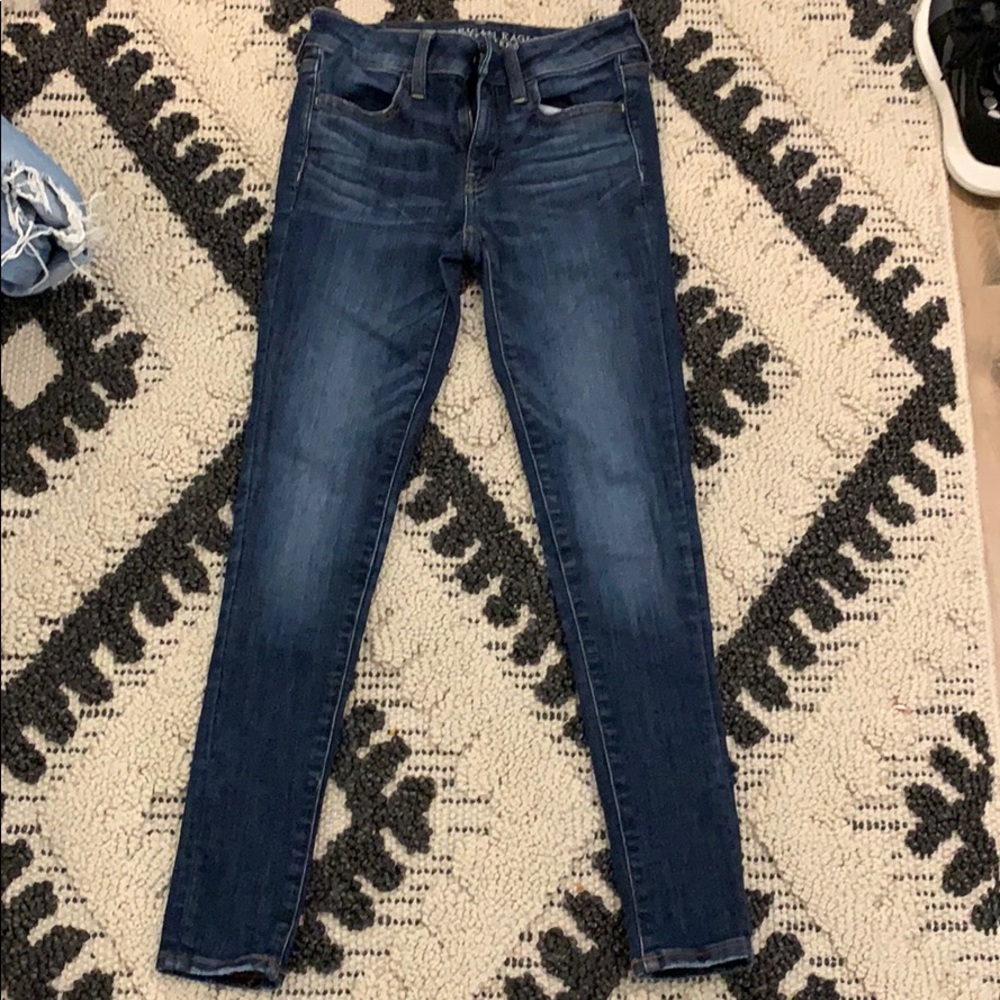 Super stretch dark denim skinny jeans